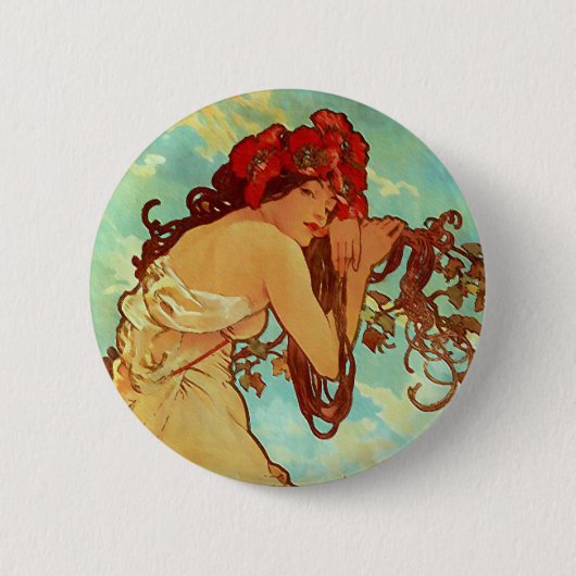 Art Nouveau - Mucha - Sommer Button (Vorderseite)