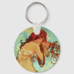 Art Nouveau - Mucha - Sommer Schlüsselanhänger