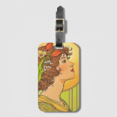 Art Nouveau Muse mit Frühlingsblumen Gepäckanhänger (Vorderseite Vertikal)