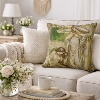 Art Nouveau Music Maidens Vintage Illustration  Kissen