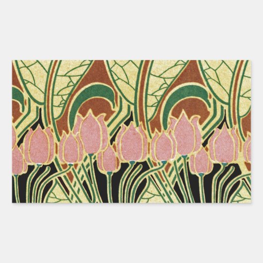 Art Nouveau Muster #1 Rechteckiger Aufkleber (Vorderseite)