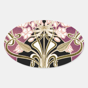 Art Nouveau Muster #2 Ovaler Aufkleber