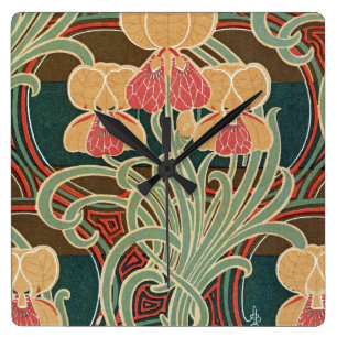 Art Nouveau-Muster #4 bei Emporio Moffa Quadratische Wanduhr