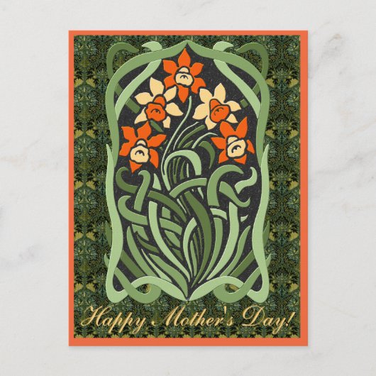 Art Nouveau Mütter Day Daffodils (Personalisiert) Postkarte (Vorderseite)