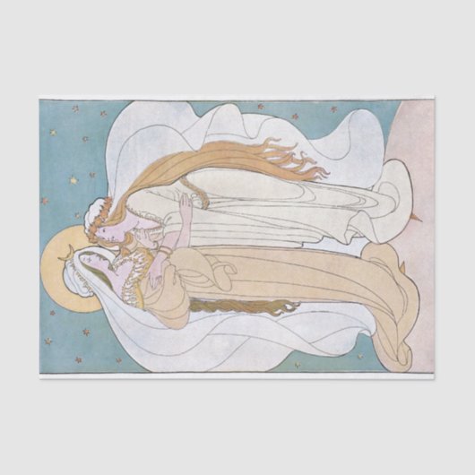 Art Nouveau Mutter Tochter Frau Moon Decoupage Seidenpapier (Vorderseite)