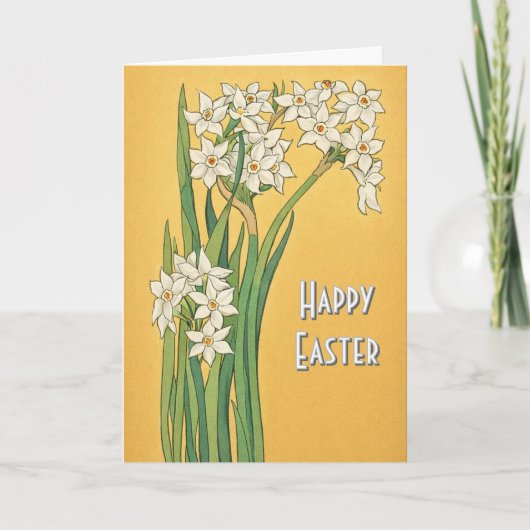 Art Nouveau Narcissus Flowers – Easter Karte (Vorderseite)