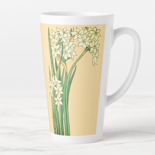 Art Nouveau Narcissus Flowers Latte Mug Milchtasse (Rechts)