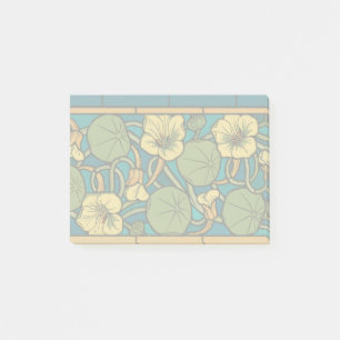 Art Nouveau Nasturtium Blau Gold floral Verneuil Post-it Klebezettel