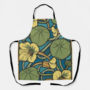 Art Nouveau Nasturtium Blau Gold floral Verneuil Schürze