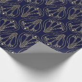 Art Nouveau Navy Blue und Gold Geschenkpapier (Ecke)