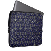 Art Nouveau Navy Blue und Gold Laptopschutzhülle (Vorne Rechts)
