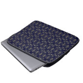 Art Nouveau Navy Blue und Gold Laptopschutzhülle (Vorne Knopf)