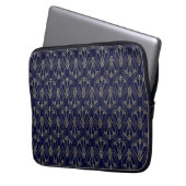 Art Nouveau Navy Blue und Gold Laptopschutzhülle (Vorderseite Links)