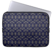 Art Nouveau Navy Blue und Gold Laptopschutzhülle (Vorderseite)