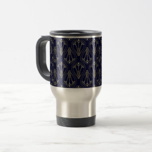 Art Nouveau Navy Blue und Gold Reisebecher