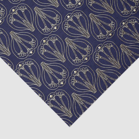 Art Nouveau Navy Blue und Gold Seidenpapier (Ausschnitt)