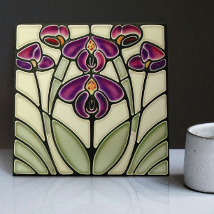 Art Nouveau Nemesia 'Dazzle-Me Lilac' Symmetrisch Fliese