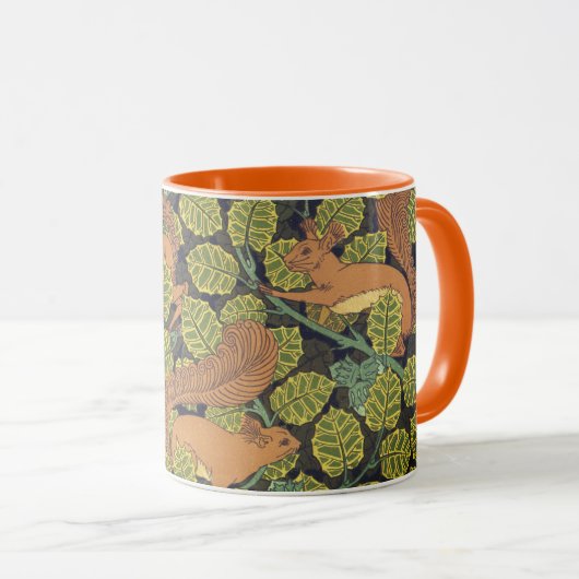 Art Nouveau Oak Eichhörnchen Tasse (VorderseiteRechts)