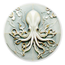 Art Nouveau Octopus Imitats Relief Gold & Minze Pa Keramikknauf