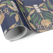 Art Nouveau Old Book Cover Muscheln Geschenkpapier (Rolleneckpunkt)