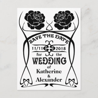 Art Nouveau Old West Rose Hochzeit Retten Sie das Save The Date
