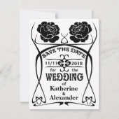 Art Nouveau Old West Rose Hochzeit Retten Sie das Save The Date (Vorderseite)