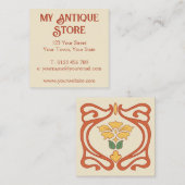 Art Nouveau Orange Creme Square Business Card Quadratische Visitenkarte (Vorne/Hinten)