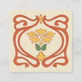 Art Nouveau Orange Creme Square Business Card Quadratische Visitenkarte (Rückseite)