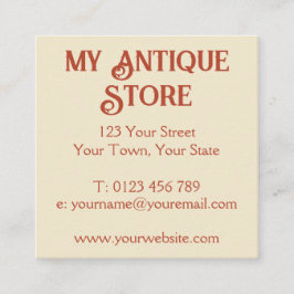 Art Nouveau Orange Creme Square Business Card Quadratische Visitenkarte