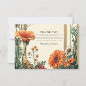 Art Nouveau Orange Floral Wedding Dankeskarte (Vorderseite)