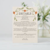 Art Nouveau Orange Flowers Green Wedding Details Begleitkarte (Stehend Vorderseite)