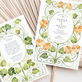 Art Nouveau Orange Greenery Foliage Wedding Einladung