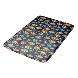 Art Nouveau orange und blau floral Badematte