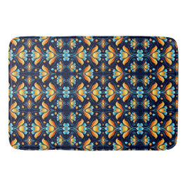 Art Nouveau orange und blau floral Badematte
