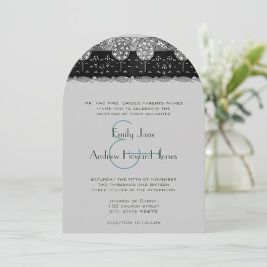 Art Nouveau Orchard Vintag Bird Wedding Einladung (Stehend Vorderseite)