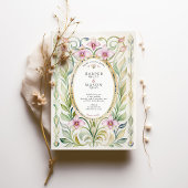 Art Nouveau Orchid & Foliage Gold Hochzeit Einladung