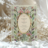 Art Nouveau Orchid & Foliage Gold Hochzeit Einladung