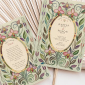 Art Nouveau Orchid & Foliage Gold Hochzeit Einladung