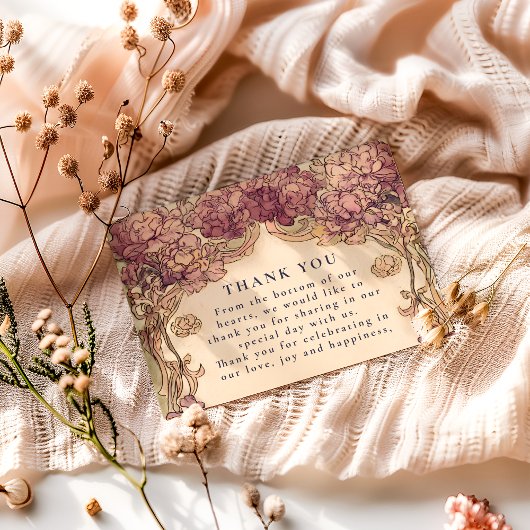 Art Nouveau Orchid Wedding Dankeskarte