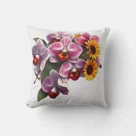 Art Nouveau Orchideen mit Sonnenblumen Kissen