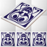 Art Nouveau Ornament Frieze Fliese<br><div class="desc">Dieses Fries im blauen und weißen Jugendstil entstand aus einer Viktorianischen Antike um 1878. Sie können die Farben anpassen.</div>