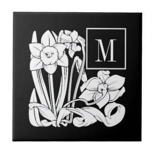 Art Nouveau-Osterglocken-Monogramm-Keramikfliese Fliese
