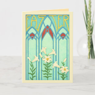 Art Nouveau Ostern mit weißen Lilien Feiertagskarte