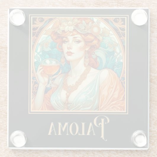 Art Nouveau Paloma Glasuntersetzer (Rückseite)