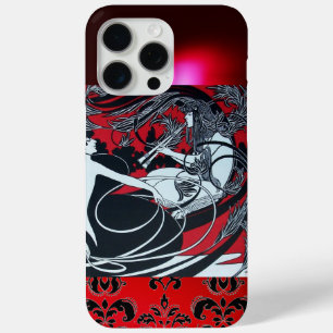 ART NOUVEAU PAN , RED SCHWARZ-WEISS DAMASK iPhone 15 PRO MAX HÜLLE