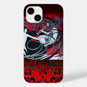 ART NOUVEAU PAN , RED SCHWARZ-WEISS DAMASK Case-Mate iPhone HÜLLE