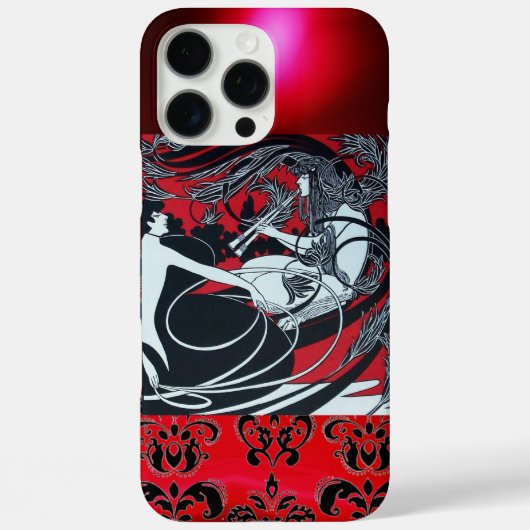 ART NOUVEAU PAN , RED SCHWARZ-WEISS DAMASK Case-Mate iPhone HÜLLE (Rückseite)
