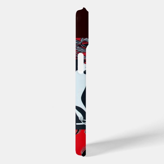 ART NOUVEAU PAN , RED SCHWARZ-WEISS DAMASK MONOGRA Case-Mate iPhone HÜLLE (Rückseite / Rechts)