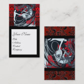 ART NOUVEAU PAN , RED SCHWARZ-WEISS DAMASK SQUARE VISITENKARTE (Vorne/Hinten)