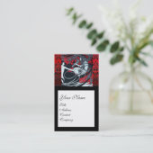 ART NOUVEAU PAN , RED SCHWARZ-WEISS DAMASK SQUARE VISITENKARTE (Stehend Vorderseite)